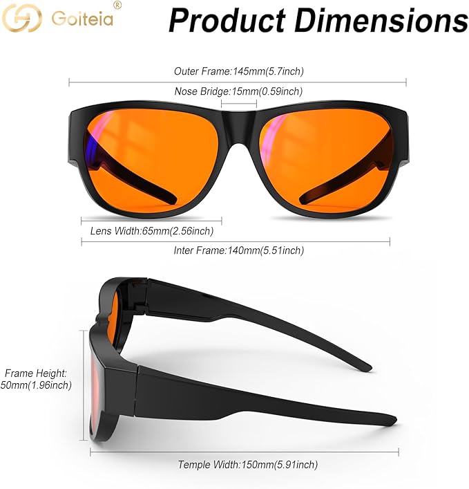 Goiteia Orange Blue Light Blocking Fit Over Glasses-Amber Blue Light Glasses Over Glasses for Better Sleep/Eyes Strain
