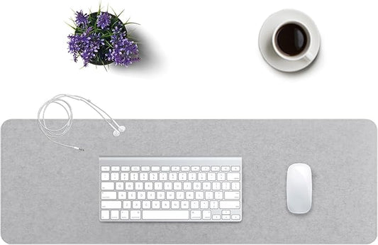 DawnTrees Felt Desk Pad,Keyboard Mat (35.8x11.8Inches),Large Felt Mouse Pad,Computer Desk Mat XL,Desk Protector for Office (Light Gray)
