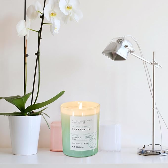Eucalyptus Candle, Eucalyptus & Sage Scented Candles,Soy Wax Green Candles for Home Scented,Candle Gift for Women Men,8.5oz