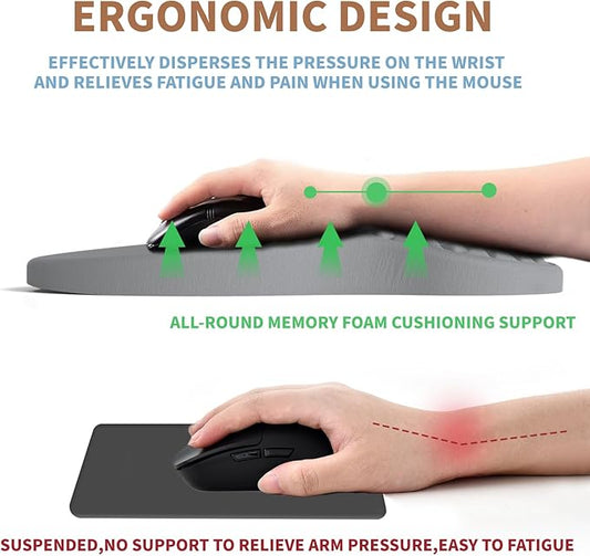 Ergonomic Mouse Pad Wrist Support with Foam Massage Design, Pain Relief Mousepad with Wrist Rest, Non-Slip PU Base, Computer Mouse Pads for Desk, Office & Home(Grey)