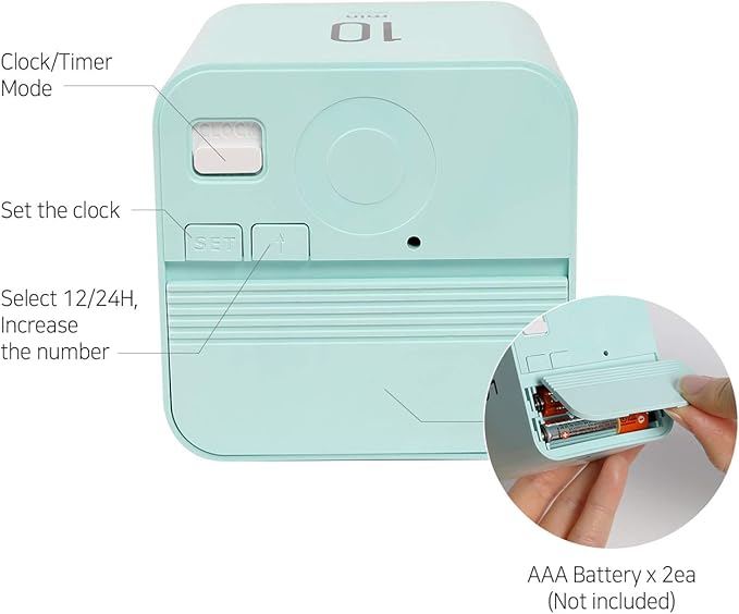 mooas Multi Cube Timer Clock (Mint) Rotating Flip Gravity Sensor Time Management Digital LED Clock & Timer 1, 3, 5, 10 min Setting ADHD Desk Office Productivity Kids Workout Kitchen