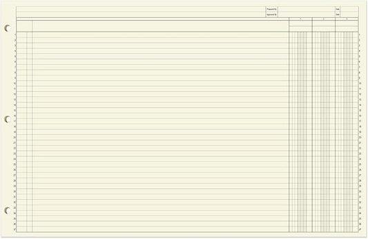 BookFactory Ledger Pad/Large 3 Column Accounting Ledger Columnar (Three Columns) Pads - 17'' x 11'', 50 Pages, Notepad Landscape Format (PAD-050-CLCPD3(17x11-Ledger-3))-AX)