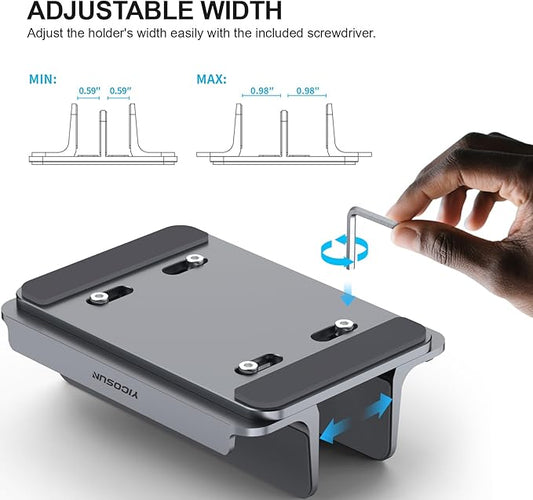 3 Slots Aluminum Vertical Laptop Stand for Desk - Adjustable Width Dock for MacBook, Surface, Samsung, HP, Dell up to 17.3 inches - Space-Saving & Protective Design - Gray