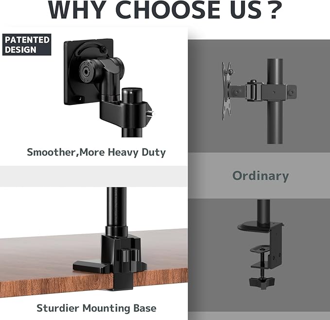 Dual Monitor-Arm Ultrawide Heavy Duty - 24-57 inch Vertical Dual Monitor Mount, Adjustable Stacked Double Monitor Desk Mount Stand, Max Load 59.4 lbs (per Screen), VESA 75 100 mm, Black