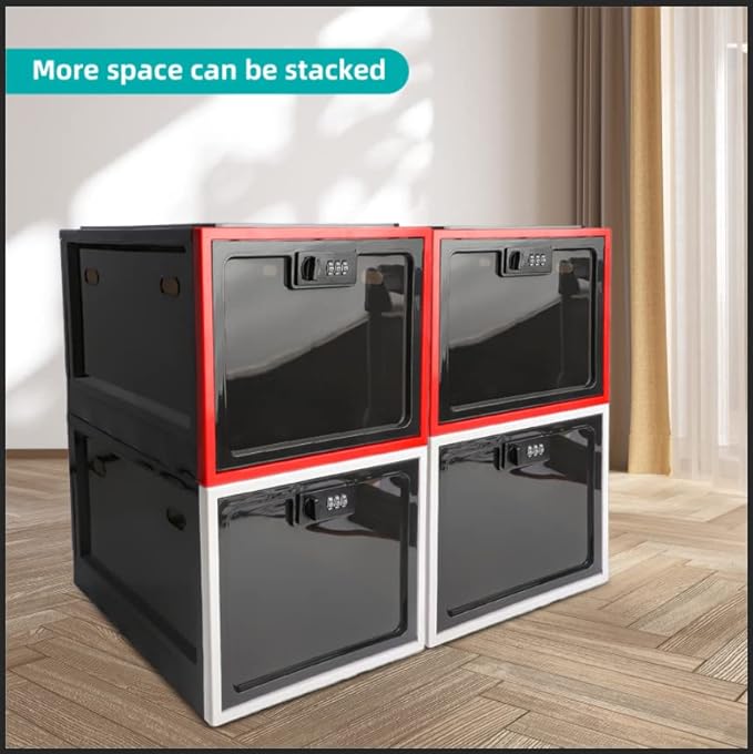 2 Pack Medicine Box with Combination Lock,Lock box for Medication Safe Storage Cabinet, Large Lockable Locker Container for Food,Snacks,Phone Jail,Toys,Marker Organizer,School Lockers Shelf