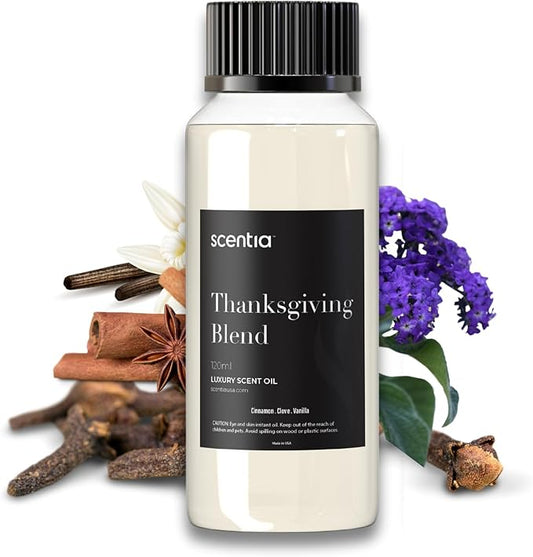 Thanksgiving Blend Essential Oil – 120ml Premium Holiday Diffuser Oil with Cinnamon, Clove, Vanilla & Coconut | Cozy Fall Aromatherapy for Home, Candles, Soaps & Gifts
