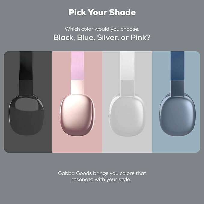 Gabba Goods Wireless Over Ear Bluetooth Headphones with Microphone - Wireless Headset -Noise Reduction - Bluetooth, Wired,Built in Micro SD for Travel, Home, Work TV,PC,Gaming,Cellphone (Pink)