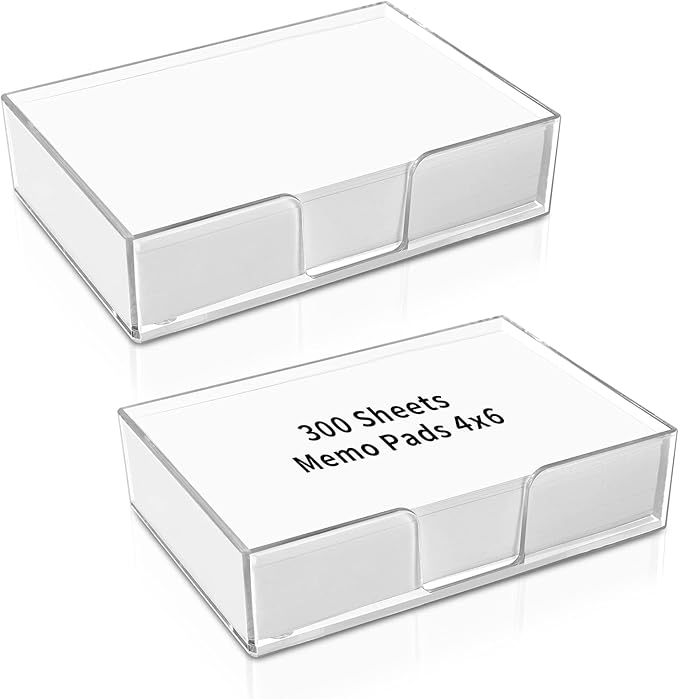 600 Sheets 4x6 Memo Holder Desk Notepad Tray Pad Paper Non Sticky Memo Pads 4x6 Acrylic Notepad Holder Note Memo for Desk School Organization Planning(Internal Size: 3.97 × 5.78 Inch)