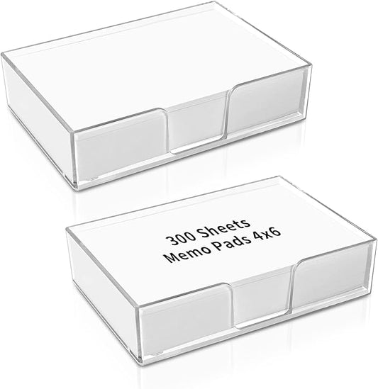 600 Sheets 4x6 Memo Holder Desk Notepad Tray Pad Paper Non Sticky Memo Pads 4x6 Acrylic Notepad Holder Note Memo for Desk School Organization Planning(Internal Size: 3.97 × 5.78 Inch)