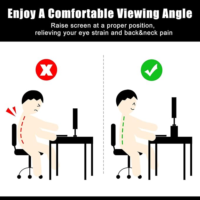 Dual Monitor Riser, 2 Pack Stand for Desk, Computer Stand Riser for 2 Monitors/Laptop/PC, Beige Wood Desktop (1-Tier)