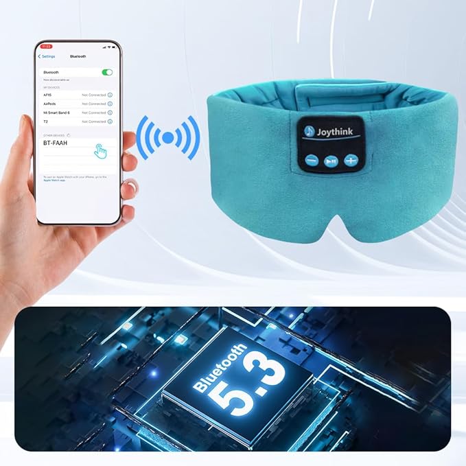 Joythink Sleep Headphones Bluetooth Sleep Mask Silk Kids Children Wireless Headband Headphones for Sleeping Travel Adjustable Sleeping Eye Mask with Thin Speaker