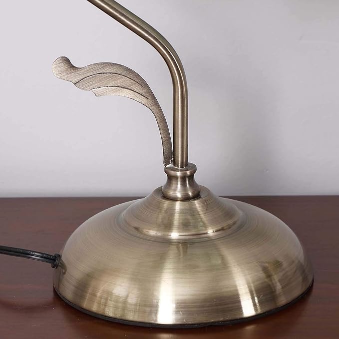 Bieye L10750 Tiffany Style Stained Glass Flower Petal Table Lamp with Brass Base for Home Décor (Blue, 8" Cherry Blossom)