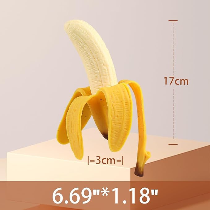 Anboor Banana Squishies Toy,Stretchy Banana Stress Ball Toy,Sensory Simulation Banana Relief Stress Squeeze Toy for Kids and Adult as Birthday Party