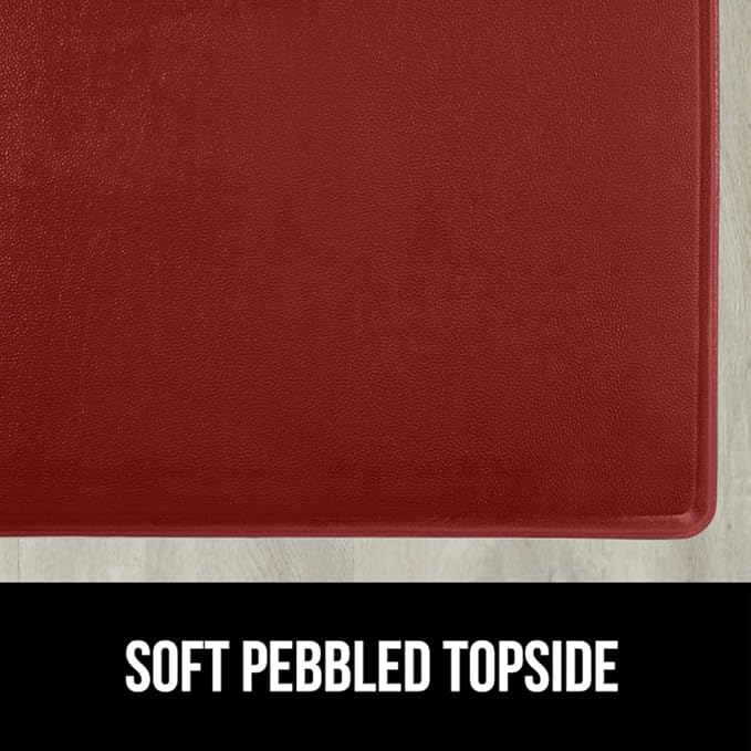 GORILLA GRIP 2 Pack Comfortable Cushioned Kitchen Mats for Floor, 17x24 + 17x48, Waterproof and Stain Resistant, 1/2 Inch Thick Soft Ergonomic Standing Desk Anti Fatigue Mat, Foam Supports Feet, Red