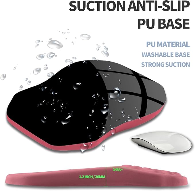 Ergonomic Raised Mouse Pad Wrist Support with Bilateral Slope Memory Foam Mousepad for Wrist Rest and Carpal Tunnel Pain Relief 11.8x7.9〃 Melon Pink