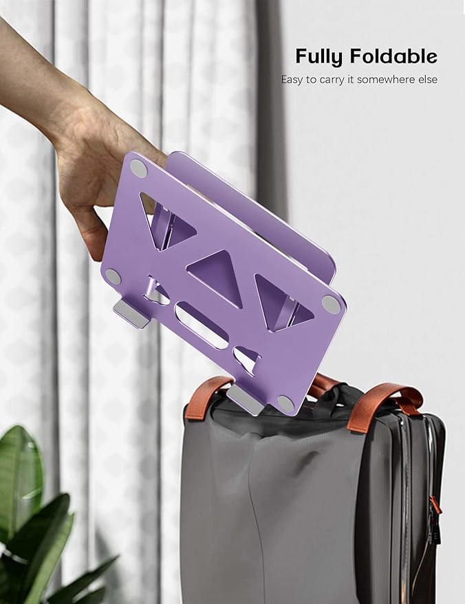 Adjustable Laptop Stand for Desk,Portable Laptop Stand Holder and Riser,Foldable Aluminum Notebook Computer Stands for MacBook Air Pro HP Lenovo Dell Samsung Chromebook, 10-15.6 inch, Purple