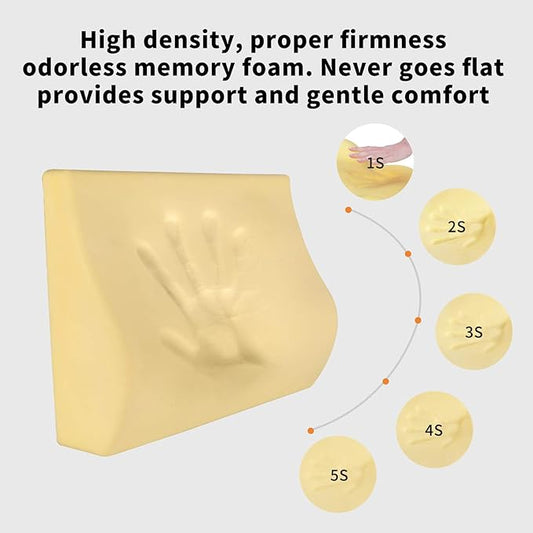 Memory Foam Lumbar Support Pillow for Car - Lower Back Support Cushion for Driving, Back Pain Relief for Car Seat, Office Chair, Wheelchair (Beige)