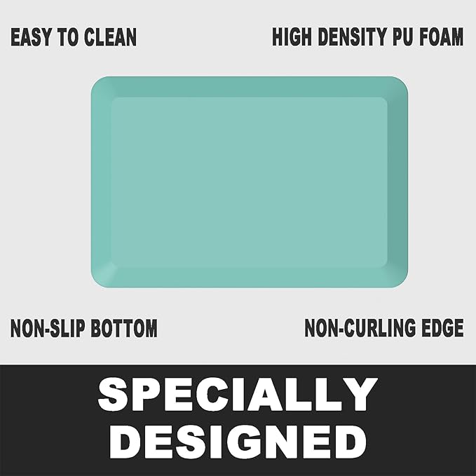 1" Extra Thick Anti Fatigue Floor Mat 30" L x 20" W,Kitchen Mat, Standing Desk Mat,140D Advanced PU Foam Ergonomic Comfort at Home, Office, Garage, Sink (Teal)