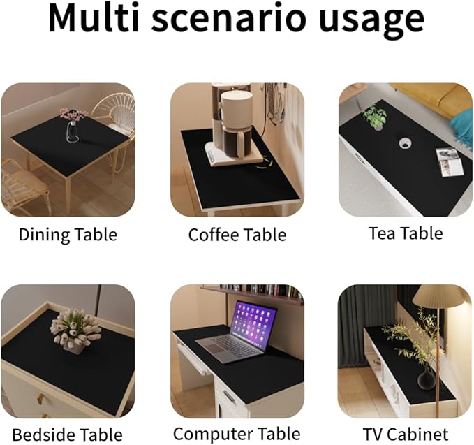 Desk Pad Mat - 14x48 Inch Waterproof Easy to Clean Can Conceal Flaws Protector The Table Top from Scratches Used for Coffee Table Office Table Dresser(Black+Black 14x48)