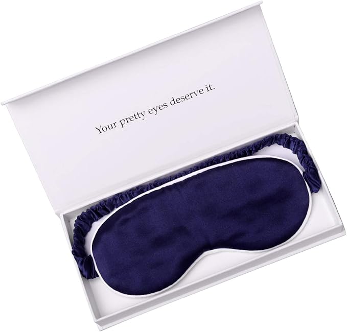 Silk Sleep Mask Light Blocking Luxury 100% Mulberry 19mm Silk Eye Mask Eye Cover Blindfold Ultra Soft Light & Comfy Anti Aging Skin Care with Travel Bag Gift Package