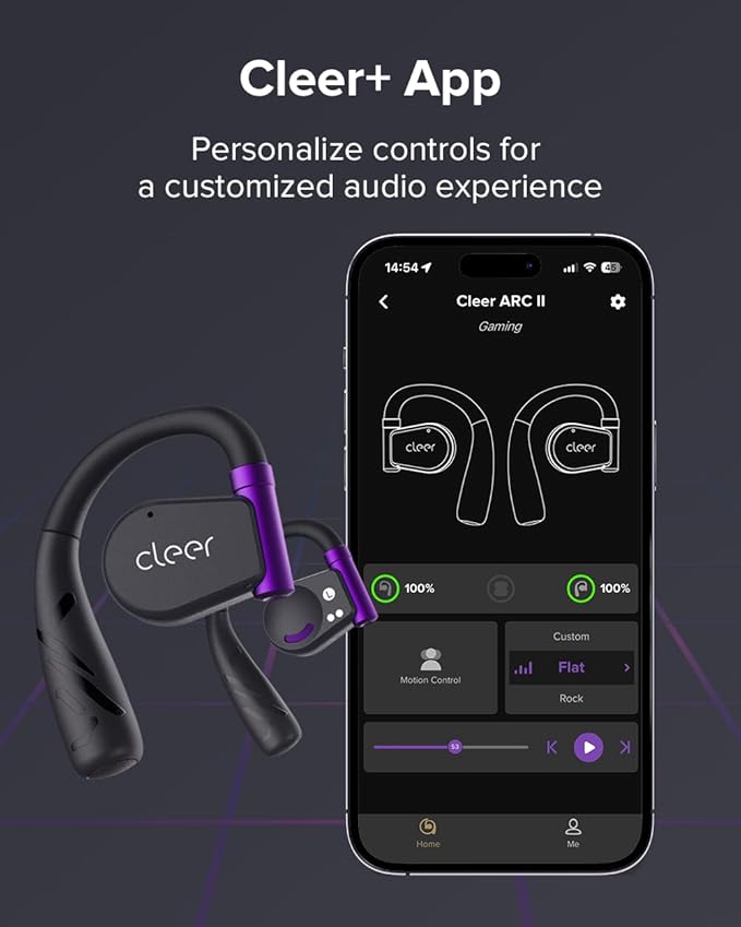 Cleer ARC II Gaming Earbuds - True Wireless Open Ear Headphones, Ultra-Low Latency, Snapdragon Sound, Bluetooth 5.3, USB-C Dongle, 35Hr Battery, Compatible with PS4, PS5, PC, Switch, Black