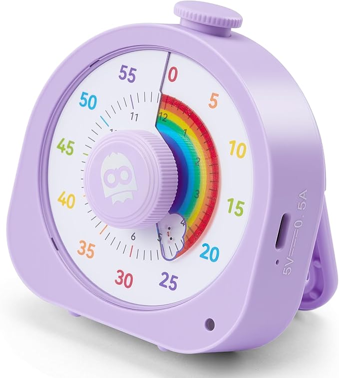 Visual Timer β Rainbow Magnetic Timer for Classroom, 60min/12h Rechargeable Countdown Timers, Silent Pomodoro Timers for Kids & Adults with ADHD