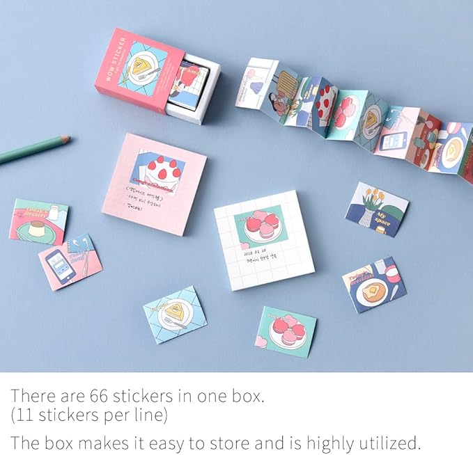 Monolike Wow Sticker Fall in newtro ver.1 + ver.2 Set - Mini Size Cute Stickers, Square Stickers