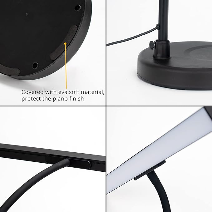 Piano Light for Grand/Upright & Digital Pianos, Piano Lamp with 3 Color Modes for Stand Pianos, Adjustable Height and Direction, Auto-Off Timer, Music Stand Light, Desk Lamp, Table Light
