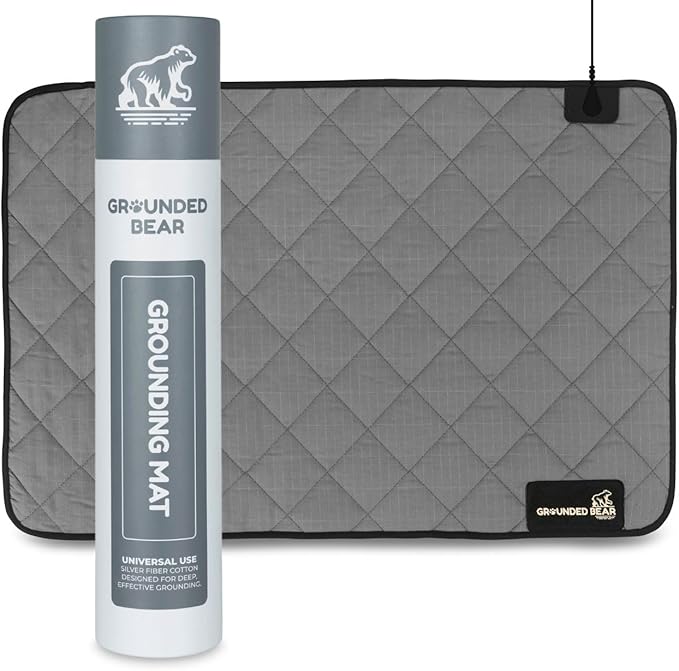 Premium Grounding Mat for Feet, Soft Cotton & Silver Fiber, Comfort for Sleep & Wellness, Grounding Pad for Anti-Aging & Inflammation, Grounding Mat for Bed and Desk (24x16 Inches)