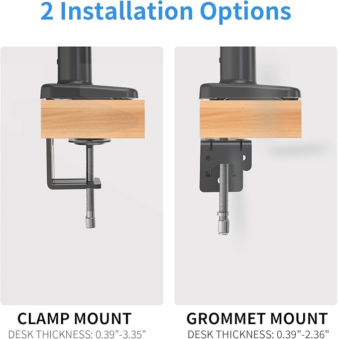 Single Monitor Stand for 13 to 32 inch Screens, Gas Spring Monitor Arm with Swivel, Tilt, Rotation, Height Adjustable, Desk Mount with C-Clamp and Grommet Base, Holds 4.4 to 19.8lbs Screen, Black