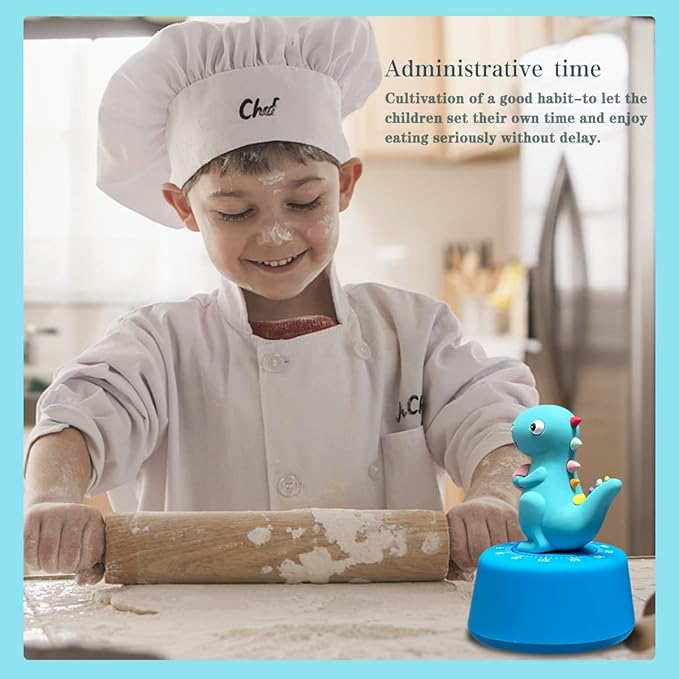 2 Pack Kitchen Timer, Cute Dinosaur Timer for Kids, 100% Mechanical Egg Timer for Cooking/Reading/Classroom/Do Sports.(Dinosaurs)