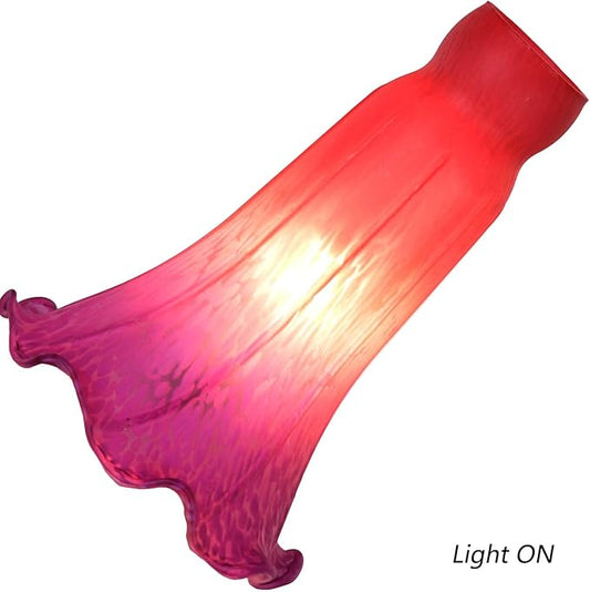 Bieye LS66 Lily Flower Blown Glass Lampshade (Red Purple, Opening I.D. 1.26" x O.D. 1.5")