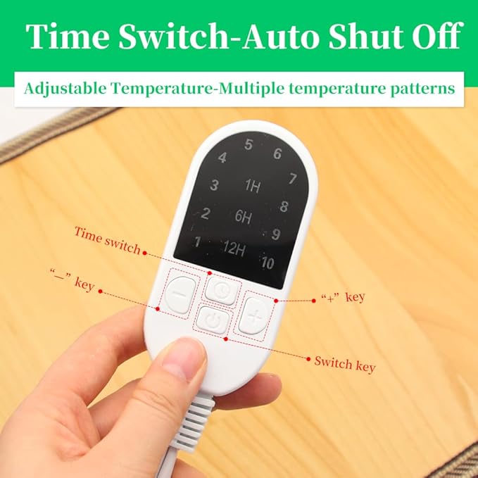 Heating Floor Mat 110V Adjustable Temperature 19.7×12.2" Carbon Crystal Heated Foot Warmers Under Desk for Office, Home