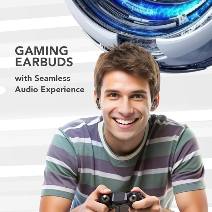 MyJoy Cool Wireless Earbuds, Wireless Gaming Earbuds, Bluetooth Gaming, Noise Cancelling Ear Buds, Noise Cancelling Earphones for Gamers, Black