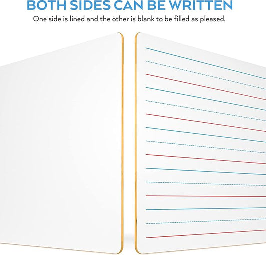 Nicpro Dry Erase Lap Board 12 x 16 inches 2 Pack Ruled Kid Double Sided Blank & Lined Small White Board with 8 Pens, 2 Eraser, Learning Mini Whiteboard Portable for Students Home School Supplies