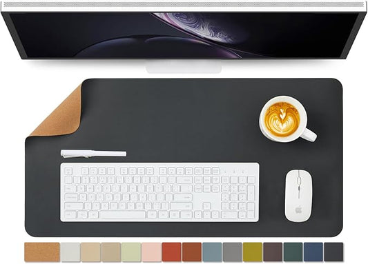 Cork Desk Mat - Dual-Sided Desk Pad for Office and Home - Desk Organization and Accessories - Ideal for Large Mouse Pad and Desk Mats on Top of Desks(Black,27.6"x 13.8")