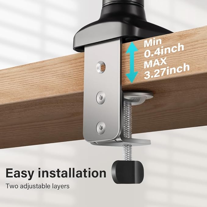 Black Single Monitor Arm Adjustable Stand Monitor Mount up to 32 inches and 17.6 lbs, Computer Desk Mount with Clamp and Grommet Base