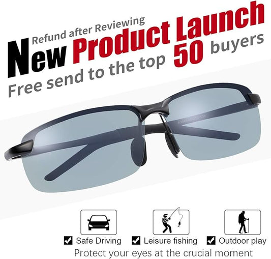 Blue Light Blocking Computer Glasses Photochromic Polarized UV Protection Safety Sunglasses for Men and Women Day and Night Spring Hinge Sports Driving Eyewear Anti Glare Eyestrain Eyeglasses