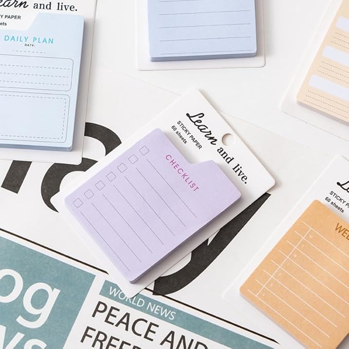 8 Planner Sticky Note Pads Set – Sticky Note Pads, 60 Sheets/pad, for Daily Weekly Monthly Planning to Do List Note Book