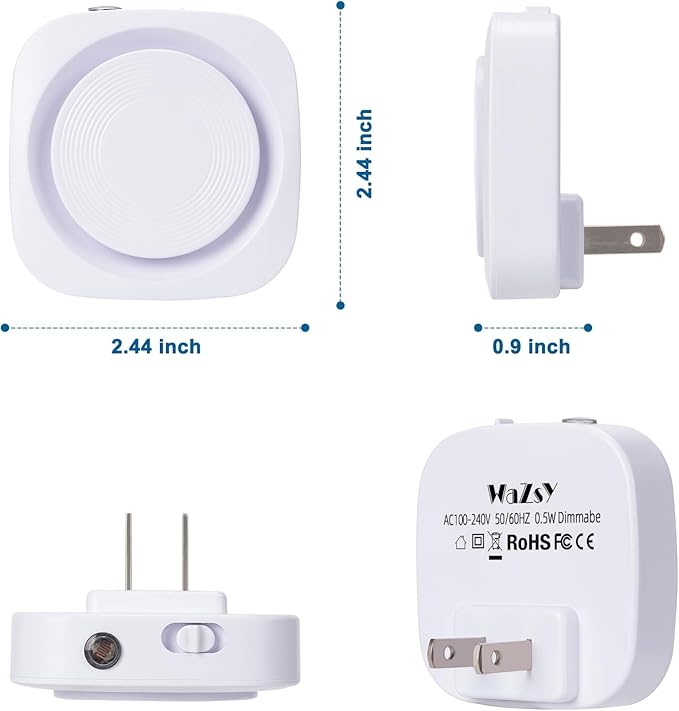 Amber Night Lights Plug into Wall, 4 Packs Dimmable Night Light with Dust to Dawn Sensor, Automatically Turn on and Off, Gentle Glow Nightlight for Bathroom,Bedroom,Stairs,Kitchen,Hallway, Amber