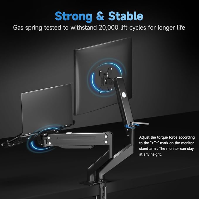 Suptek Monitor Laptop Mount Stand, 2 in 1 Function Dual Monitor Arms Desk Mount for 11"-17" Notebook and 17"-32" Monitor with Laptop Tray,Holds up to 22lbs