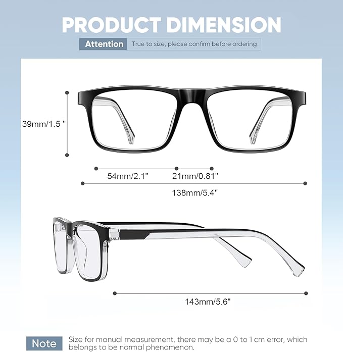 Missfive Premium Reading Glasses for Men, 4 Pack Unbreakable Blue Light Blocking Readers, Durable Spring Hinge Eyeglasses, Rectangular Computer Eyewear, Light Full Frame Glasses, Anti UV, 2.5x