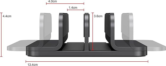 Dual Aluminum Vertical Laptop Stand Organizer, Sturdy Notebook Computer Holder Stand Compatible with New Liquid Retina XDR Apple MacBook Air/Pro, Mac mini and iPad Pro - Black