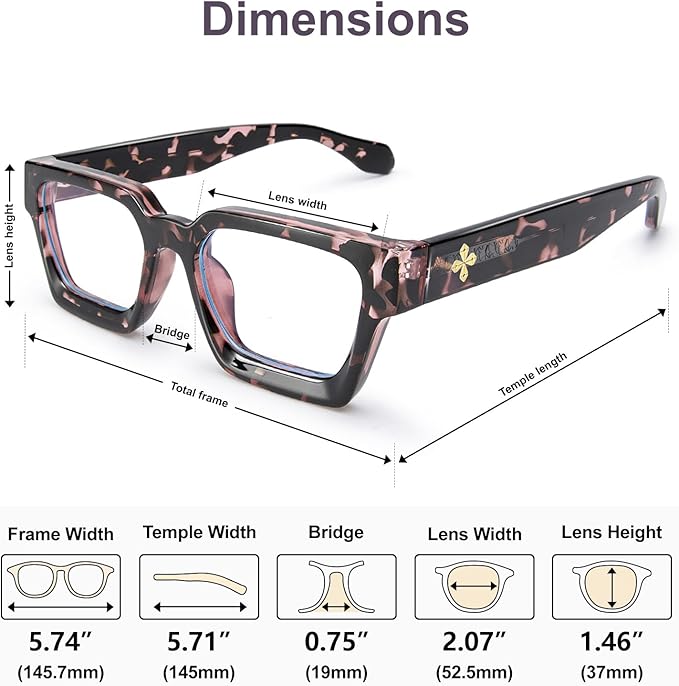 VISOONE Blue Light Blocking Glasses with TR90 Rectangle Frame and Chic Preppy Look for Women Men RIVER