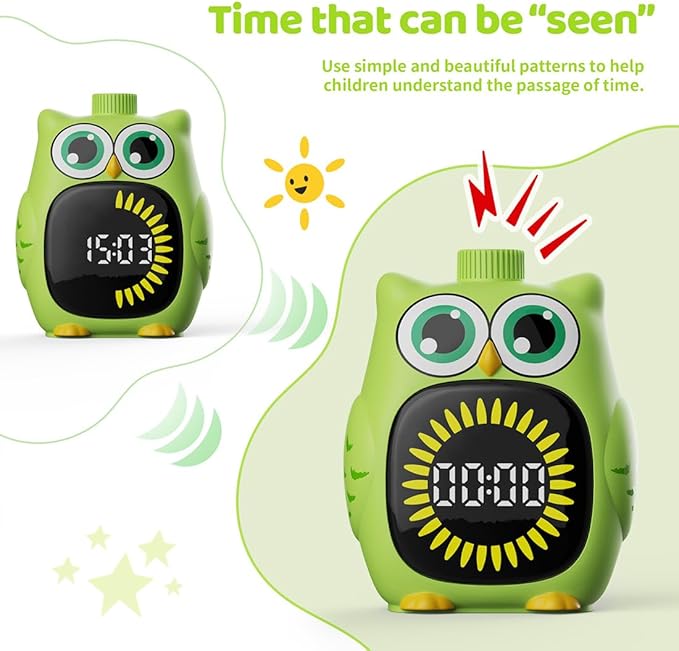 Owl Visual Timer for Kids 99 Min Visual Countdown Time for Classroom Home Kids Timer Visual with Sound or Silent Mode Time Management Tool for ADHD Autism Toddler Homework Potty Training
