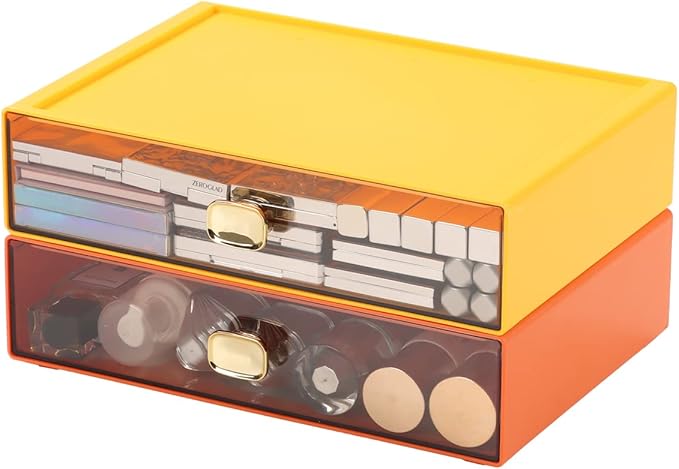 Spacious Desktop Storage Box, 1 Large Storage Drawer, Stackable Office Desk Drawer Organizer and Accessories, Printer Paper Organizer, Yellow Plastic Drawers for Workspace & Home