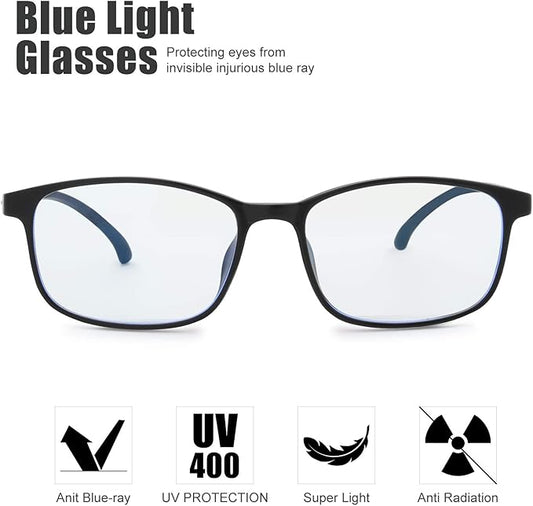 Kids Blue Light Blocking Glasses Silicone Flexible TR-90 Frame, Computer Gaming TV Phone Glasses for Boys Girls Age 3-14 (4-14 yr-Old, B0201 Black)