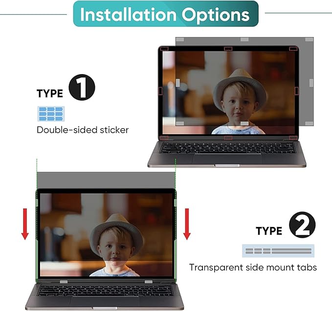 17" Laptop Privacy Screen Protector for Lenovo/HP/Acer/Dell (16:10 Aspect Ratio) Laptops, Anti-Glare Anti-Blue Light 17 Inch Privacy Screen Film Filter Bubble Free (with Metal Camera Cover)