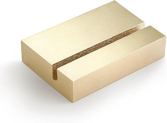 UNIQOOO 3.5" Gold Birch Wood Stand for Monthly Desk Calendar, Wooden Block Base, Cardstock Holder, For Office Home Retail Reception Decor, Photo Display, 10 Pack