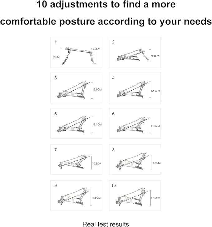 Laptop Stand, Portable Ergonomic Aluminum, 3 Folding Modes, Height Adjustable, 10''-15.6'' Laptops Cooling, Desk Stand, 40lbs Capacity, Gray